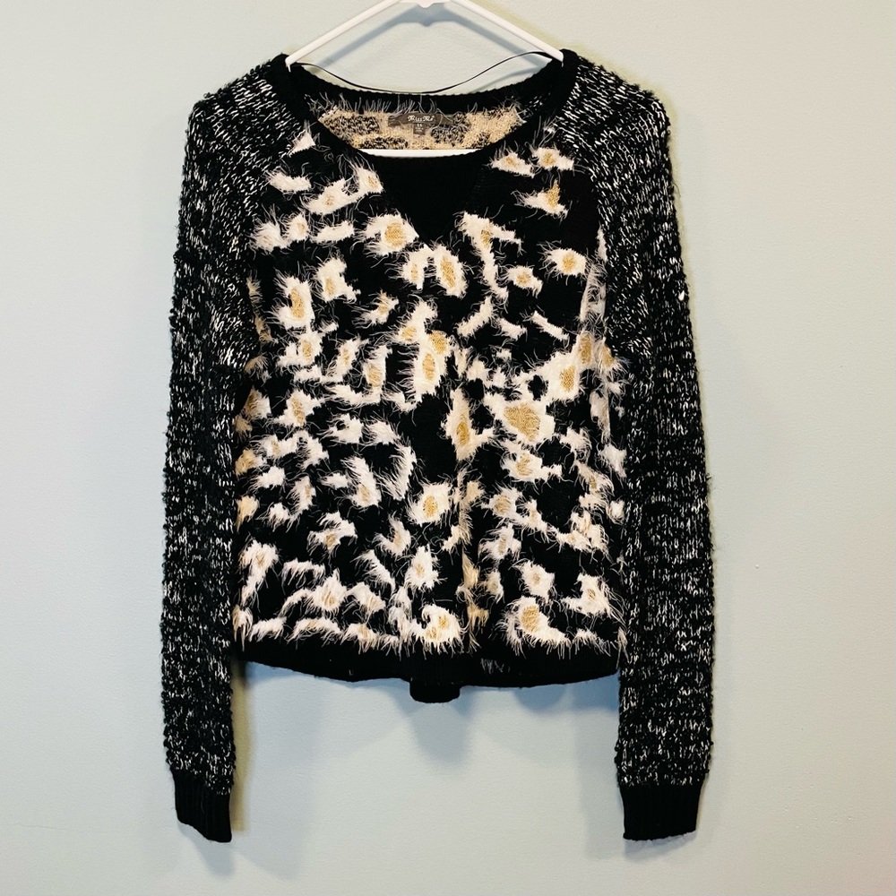 Miss me sweater! Miss me animal print eyelash sweater oversized XS